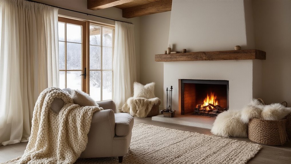 cozy layered soft textiles