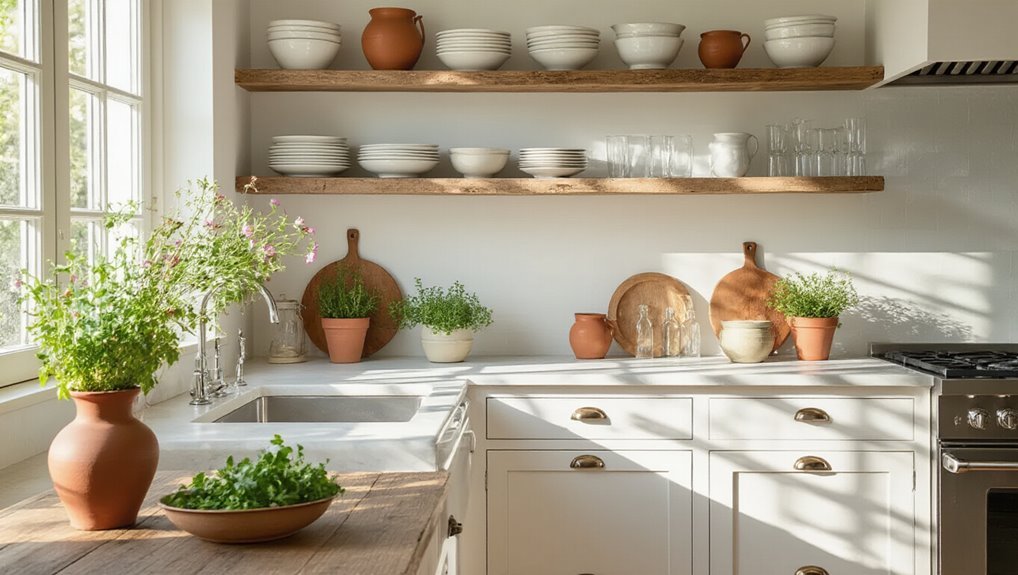 open shelving enhances kitchen style