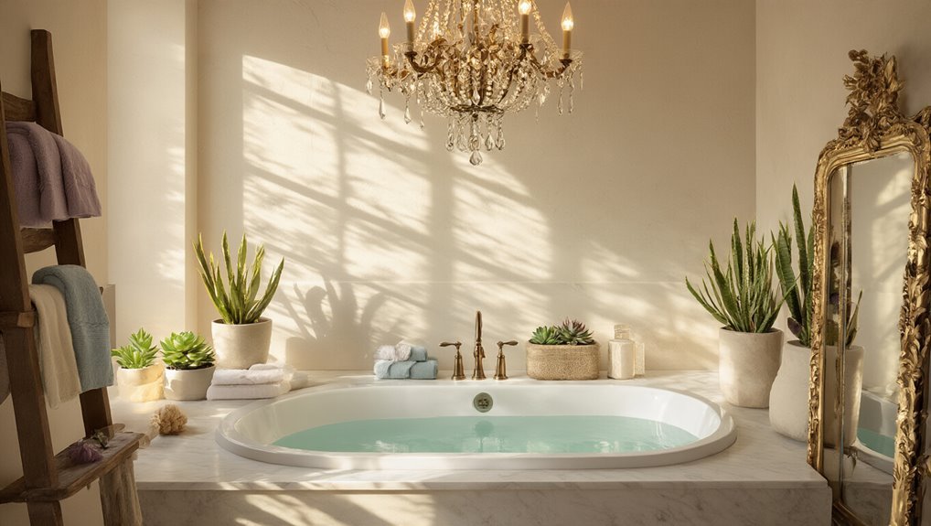 luxurious layered bathroom lighting