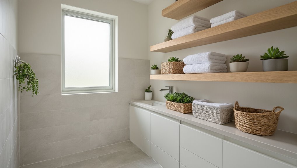 maximize vertical bathroom storage