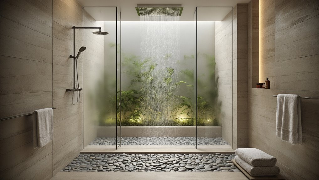 spacious modern open showers